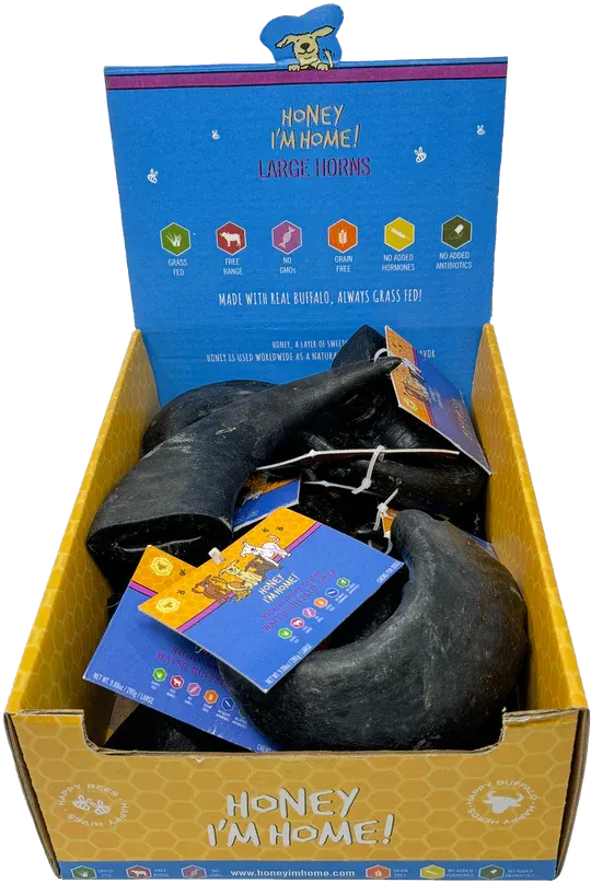 Honey I'm Home! Buffalo Large Horn Dog Treats
