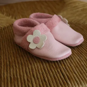 Leather Slippers Flower Patch - Rose - 17-25