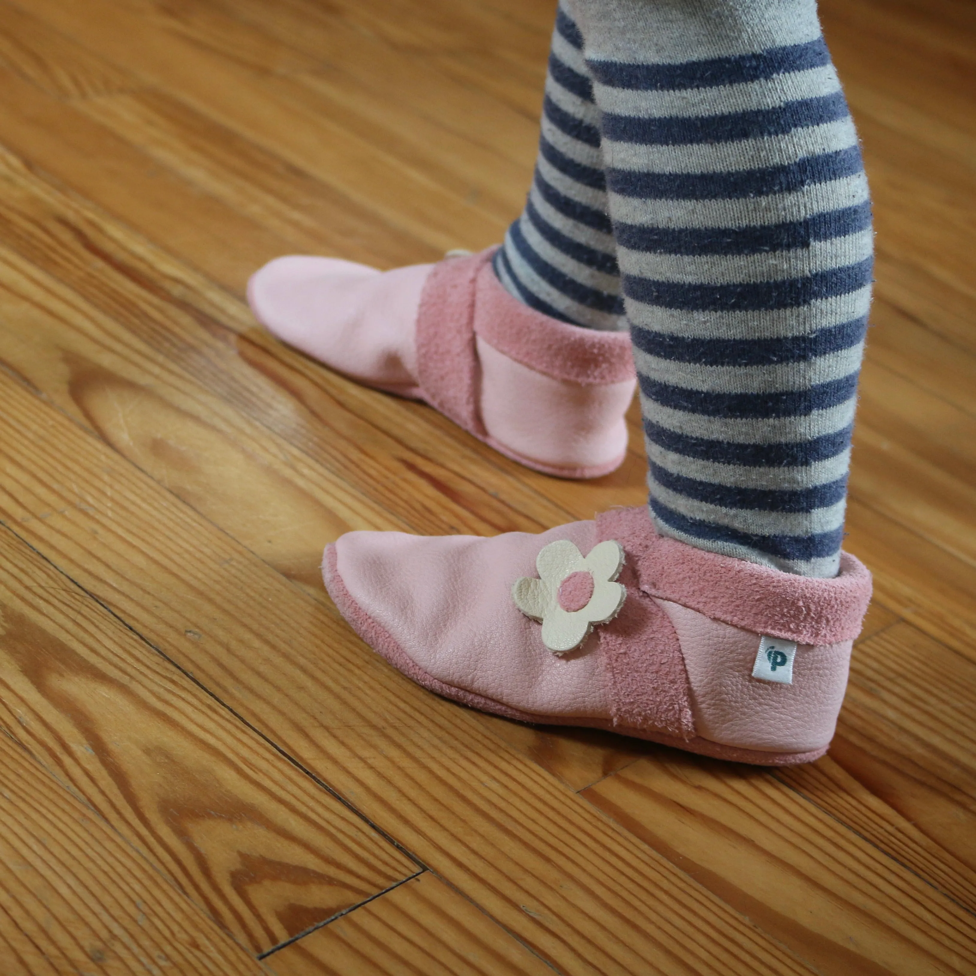 Leather Slippers Flower Patch - Rose - 17-25