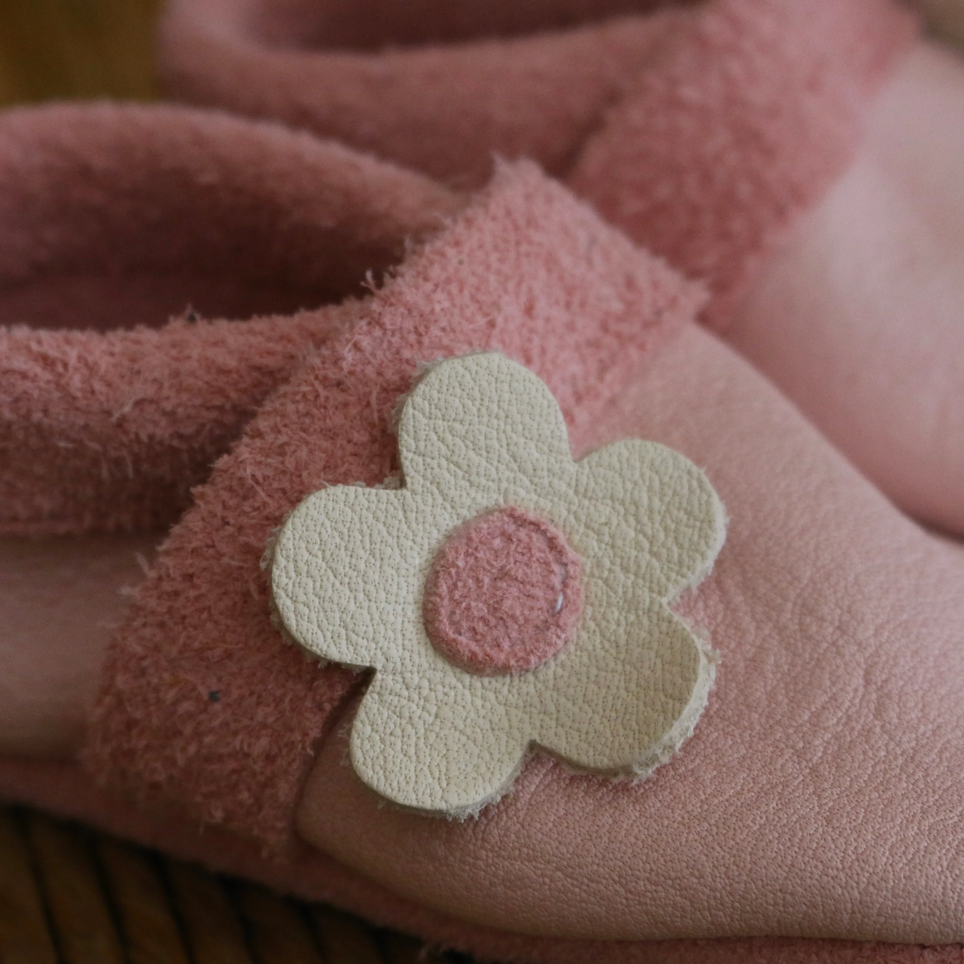Leather Slippers Flower Patch - Rose - 17-25