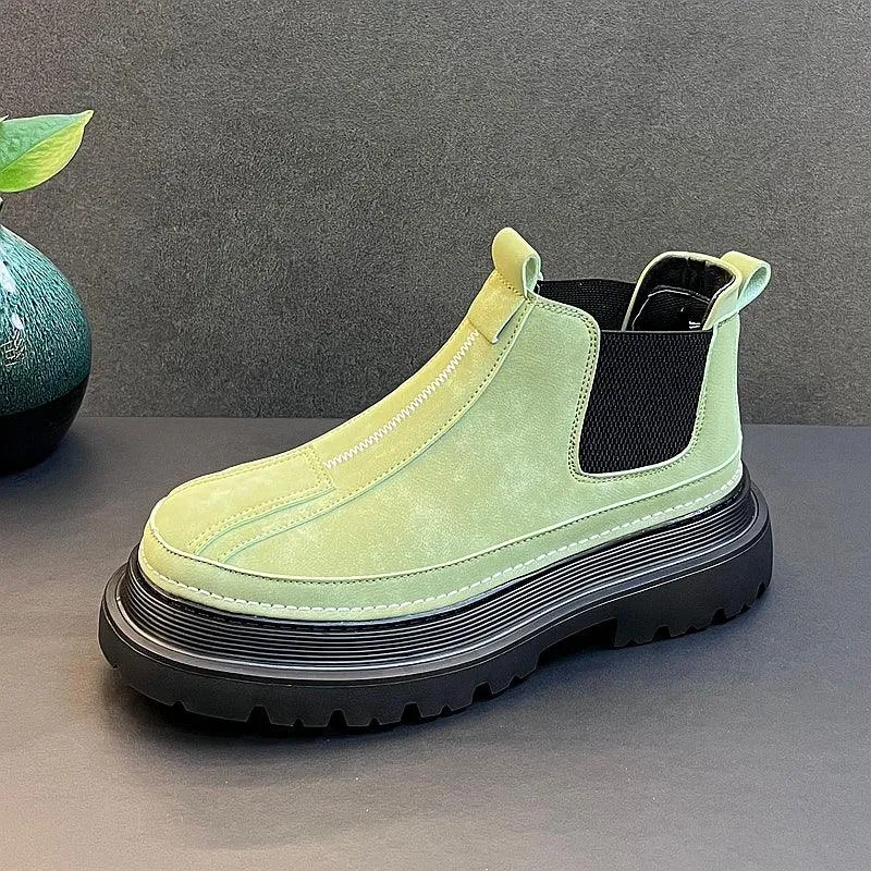 Lightweight High-Heeled Casual Boots | Thick Sole Leather