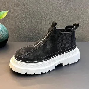 Lightweight High-Heeled Casual Boots | Thick Sole Leather