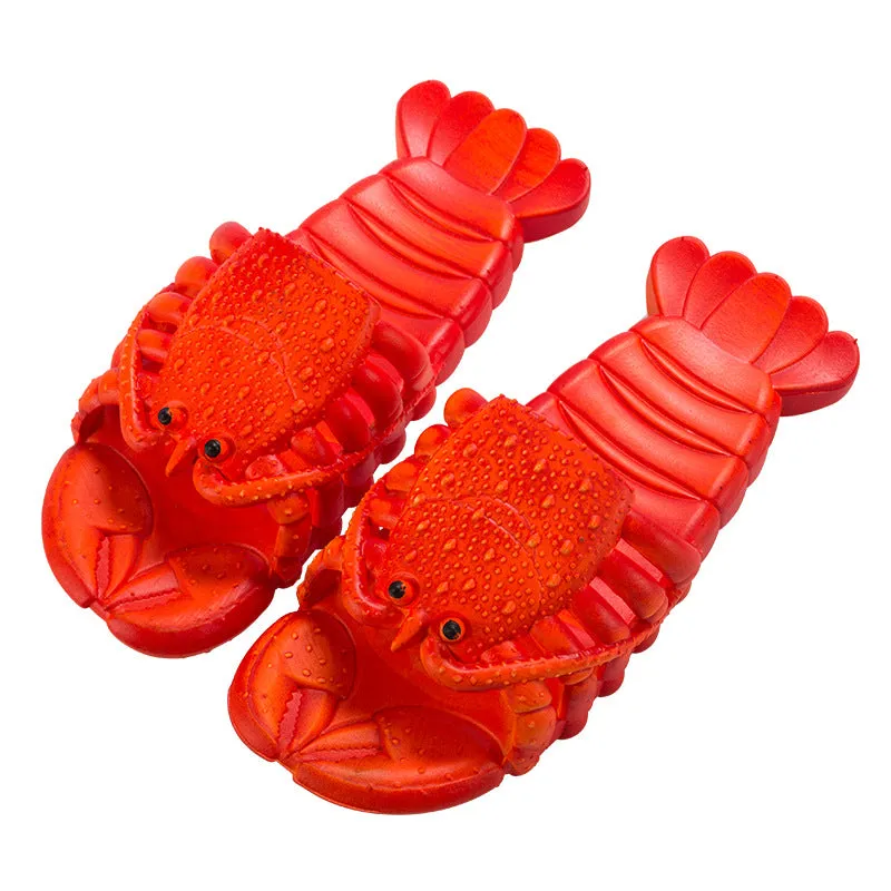 Lobster Slippers Unisex Men Funny Slides Animal Fishing Flops For Boys Summer Slippers Beach Shoes Man Mules
