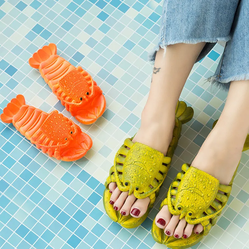 Lobster Slippers Unisex Men Funny Slides Animal Fishing Flops For Boys Summer Slippers Beach Shoes Man Mules
