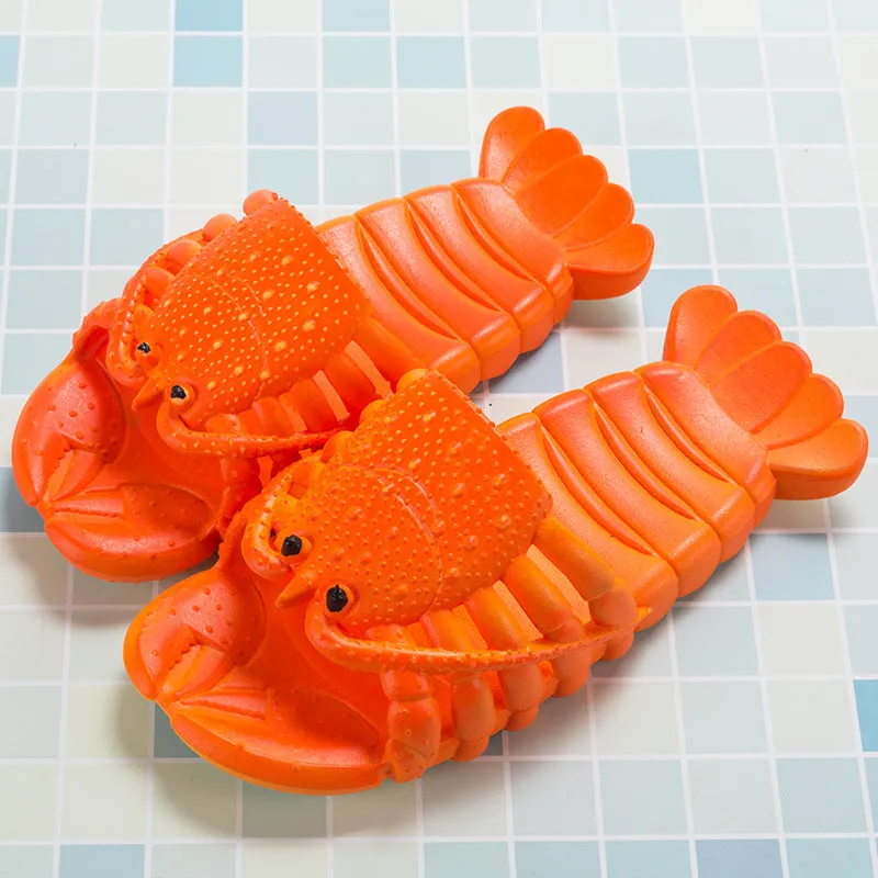 Lobster Slippers Unisex Men Funny Slides Animal Fishing Flops For Boys Summer Slippers Beach Shoes Man Mules