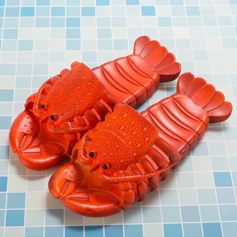 Lobster Slippers Unisex Men Funny Slides Animal Fishing Flops For Boys Summer Slippers Beach Shoes Man Mules