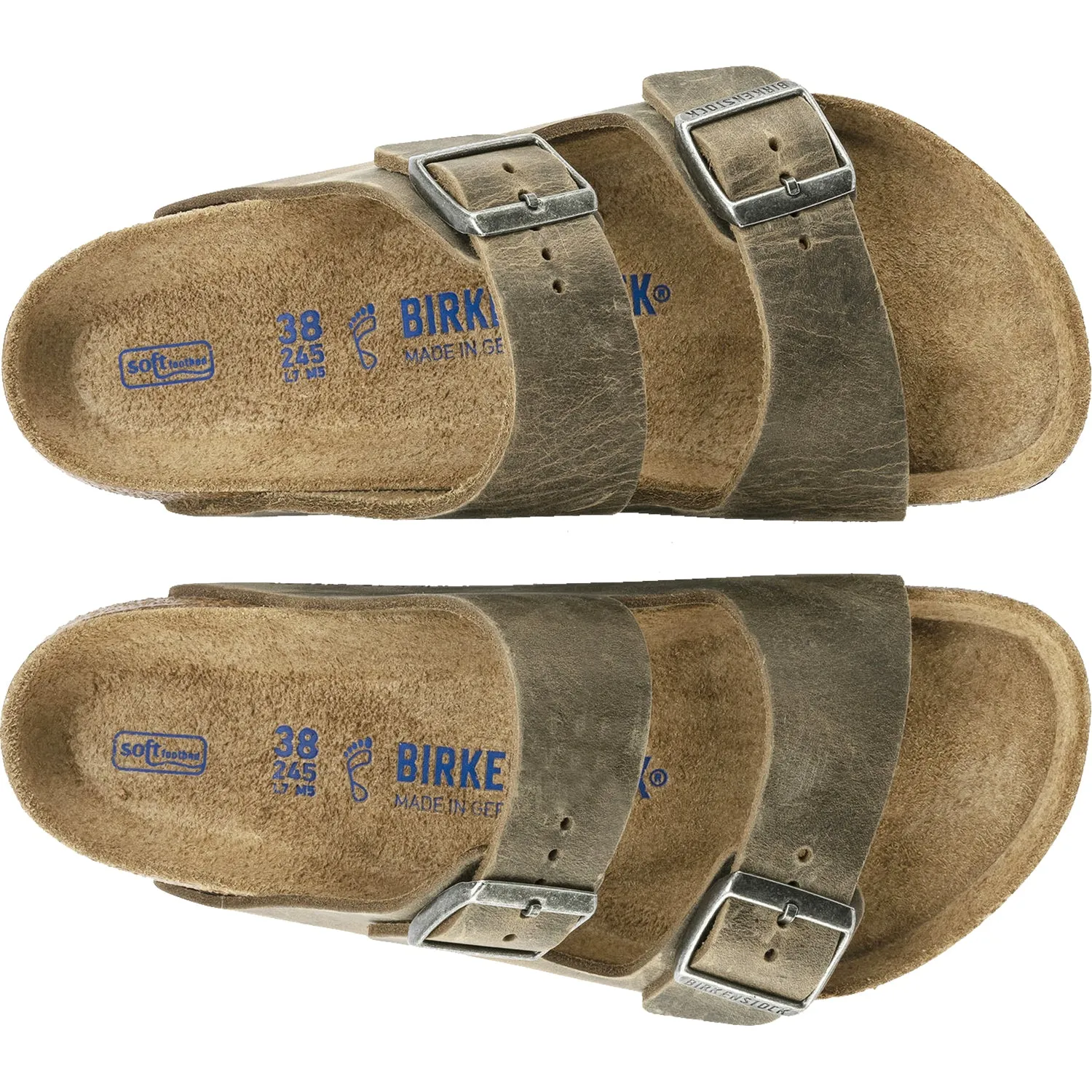 Men's Birkenstock Arizona Soft Footbed Faded Khaki Oiled Leather