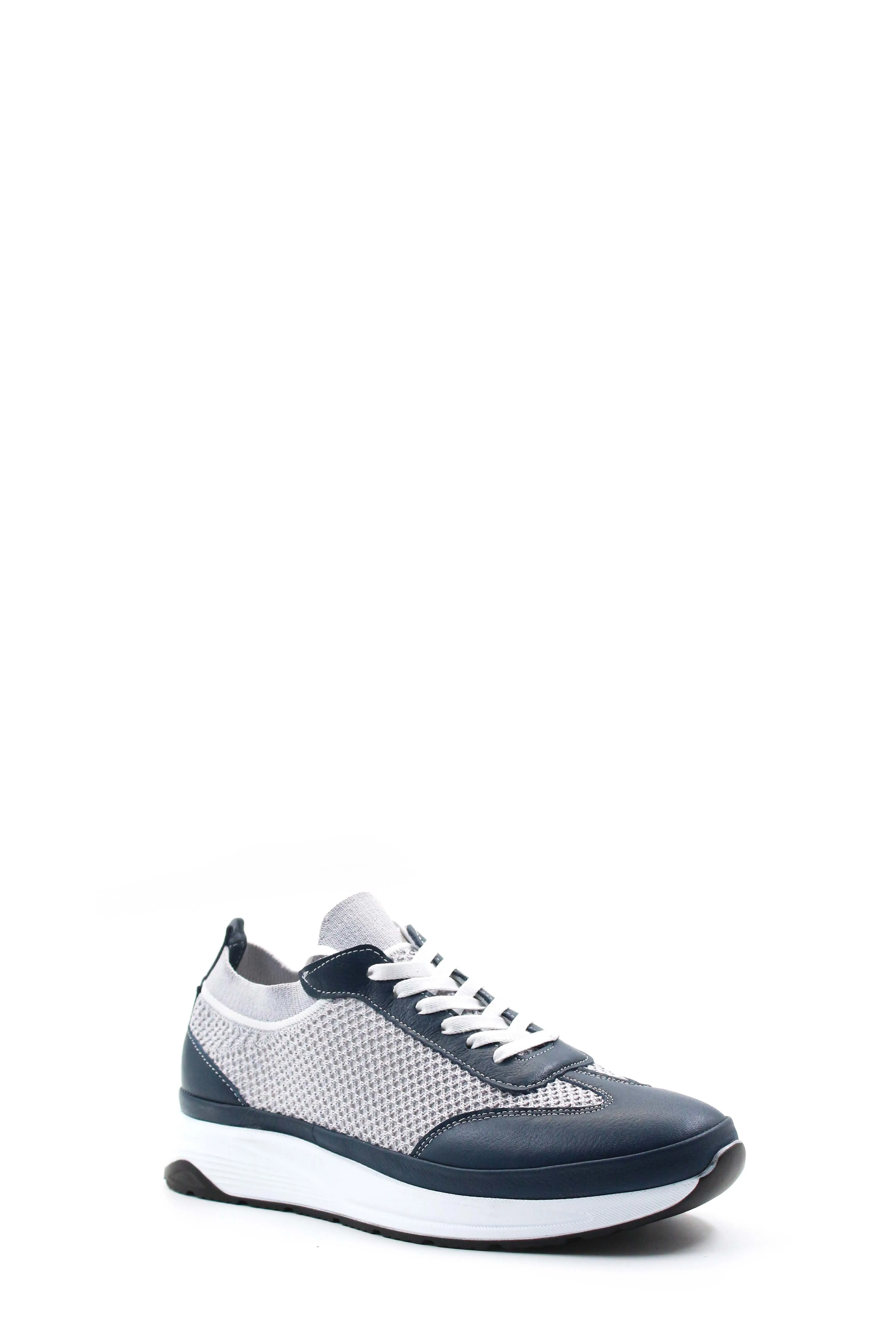 Men's Gray and Navy Lace-Up Athletic Sneakers with Cushioned Sole - Wessi