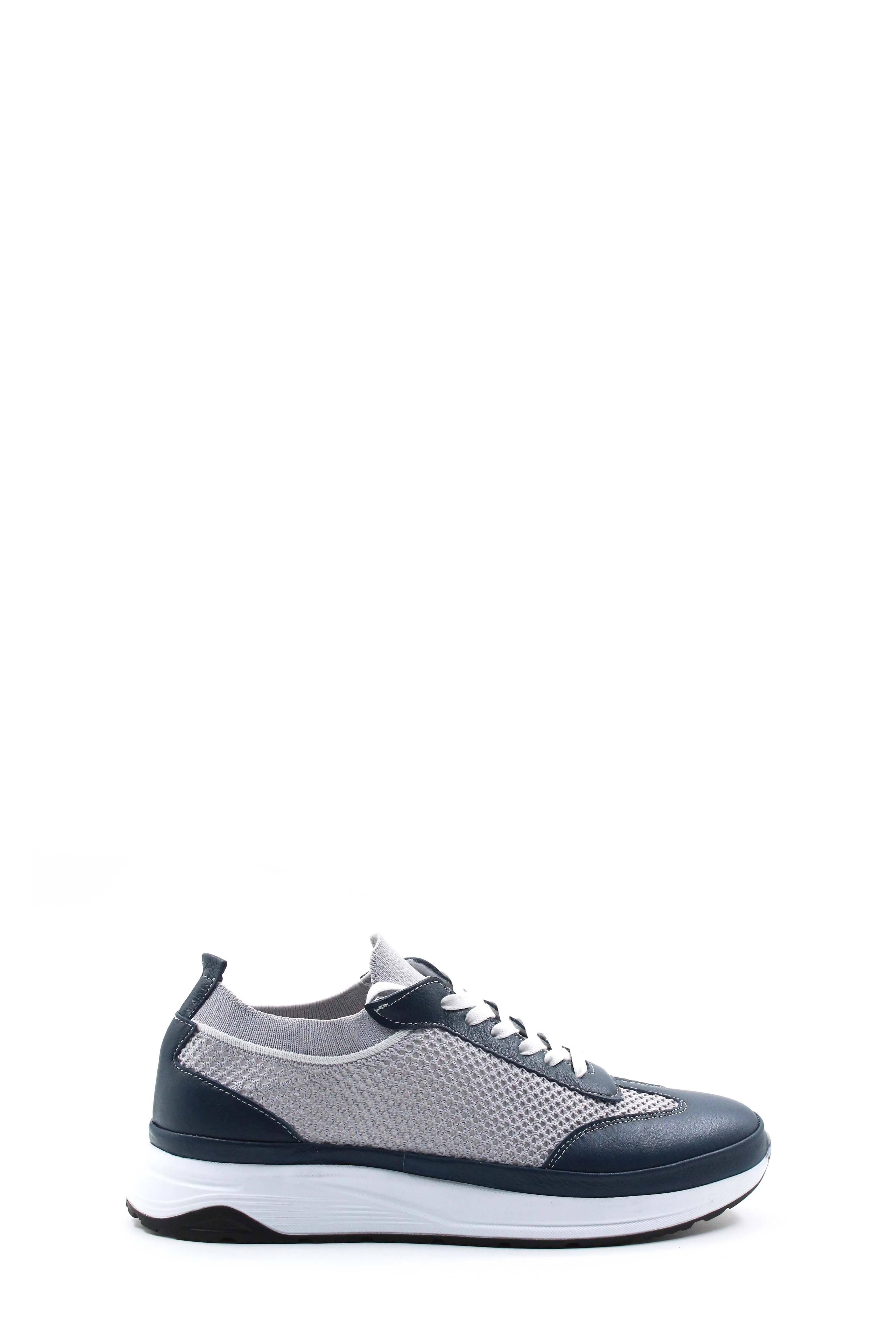 Men's Gray and Navy Lace-Up Athletic Sneakers with Cushioned Sole - Wessi