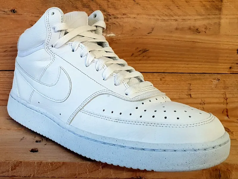 Nike Court Vision Mid Leather Trainers UK8/US9/EU42.5 DN3577-100 Triple White