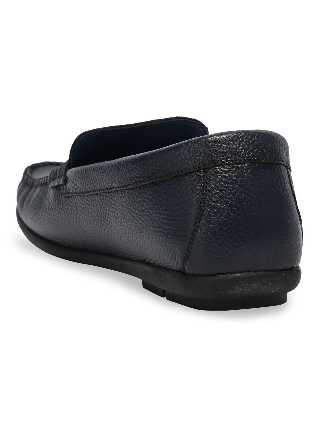 Regal Blue Men Casual Leather Buckled Loafers