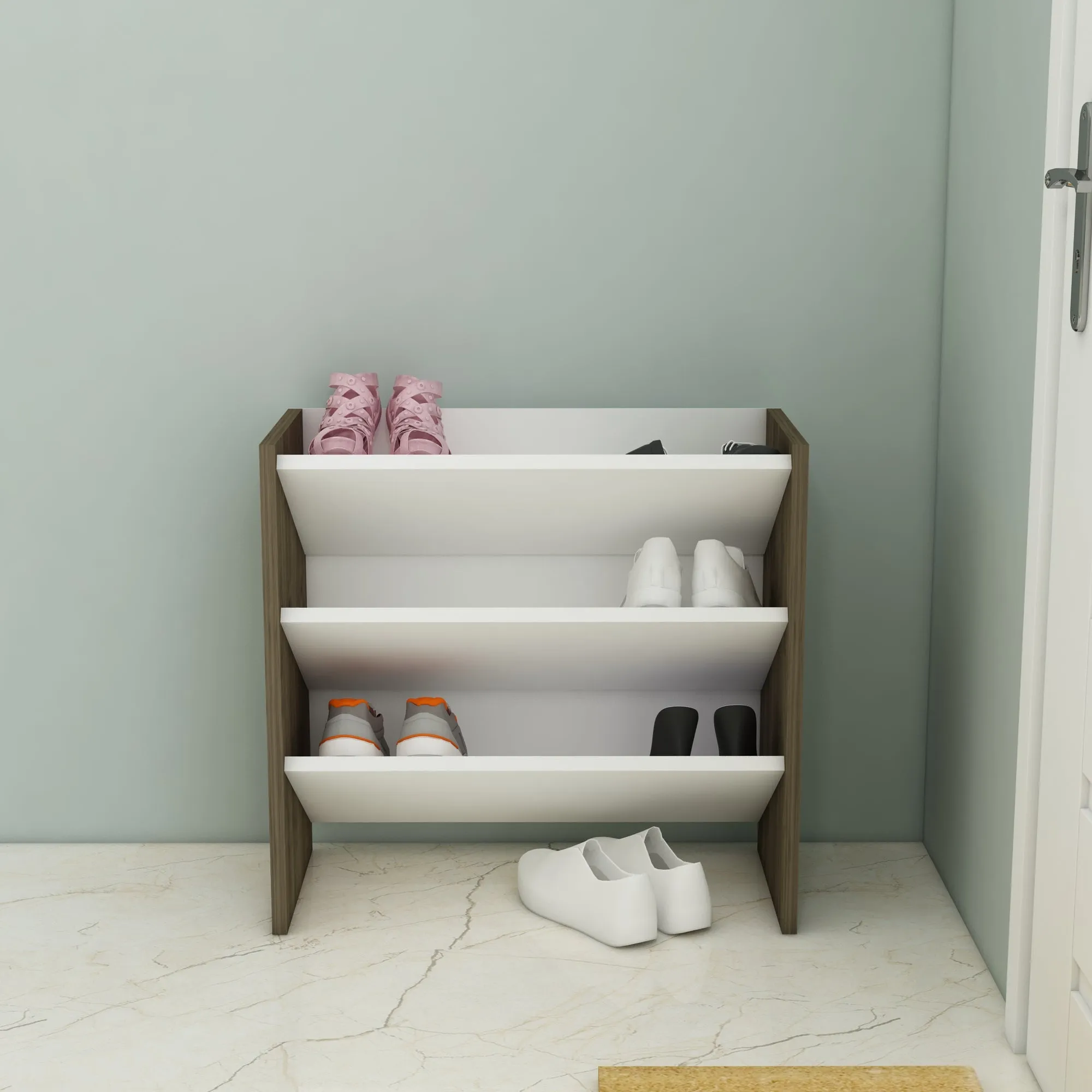 Shoe Storage Shelf Cabinet with 3 Tier Shelves Elarco