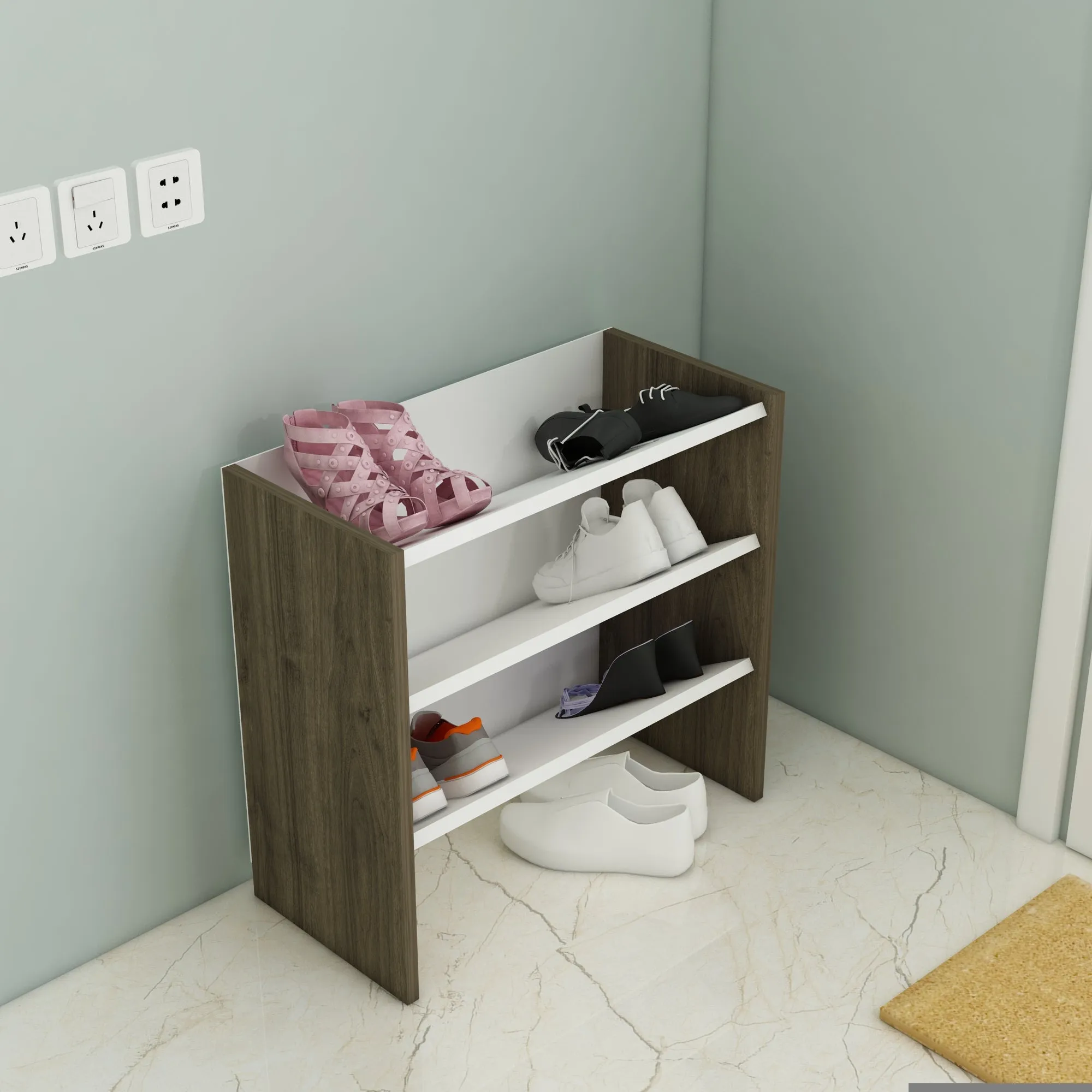 Shoe Storage Shelf Cabinet with 3 Tier Shelves Elarco