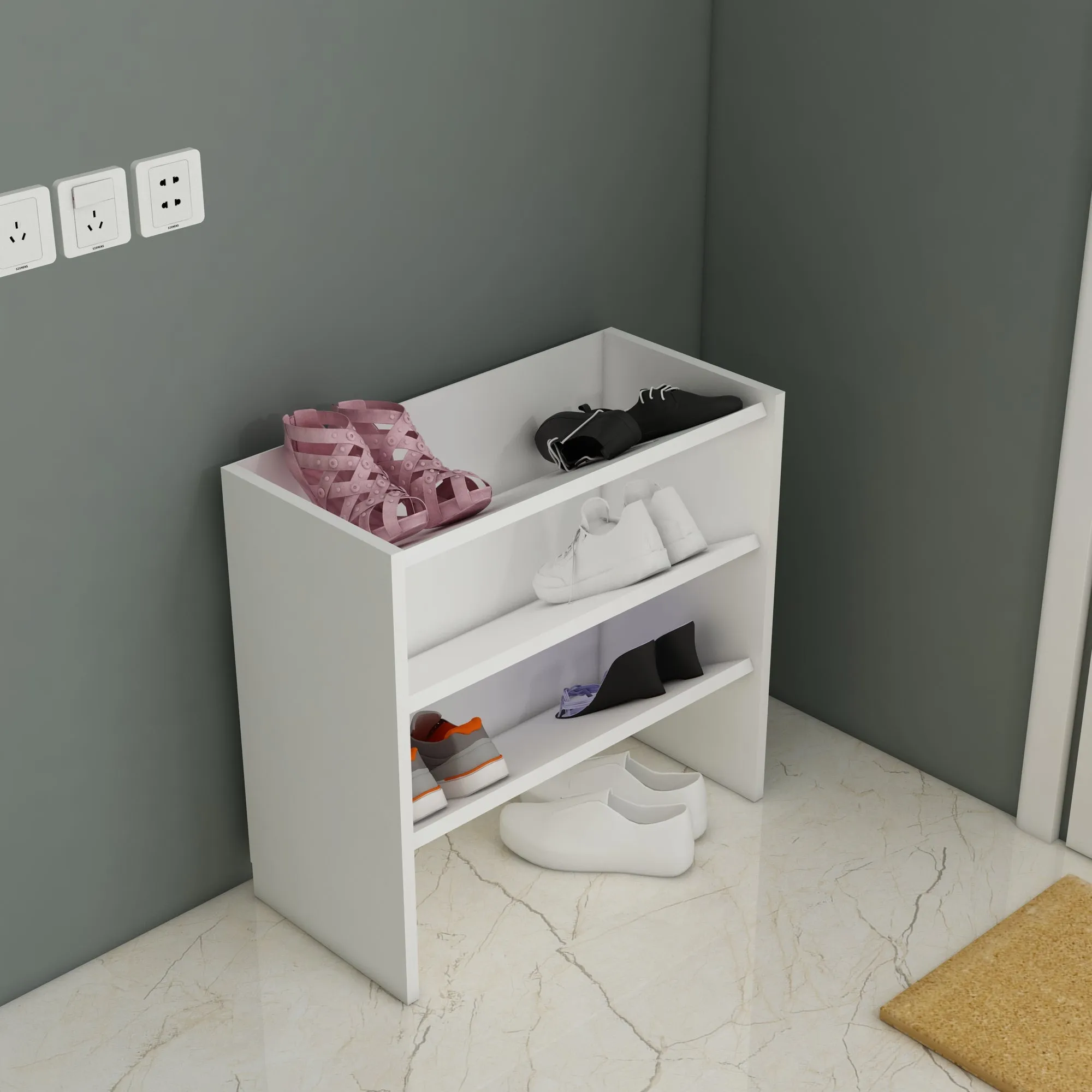Shoe Storage Shelf Cabinet with 3 Tier Shelves Elarco