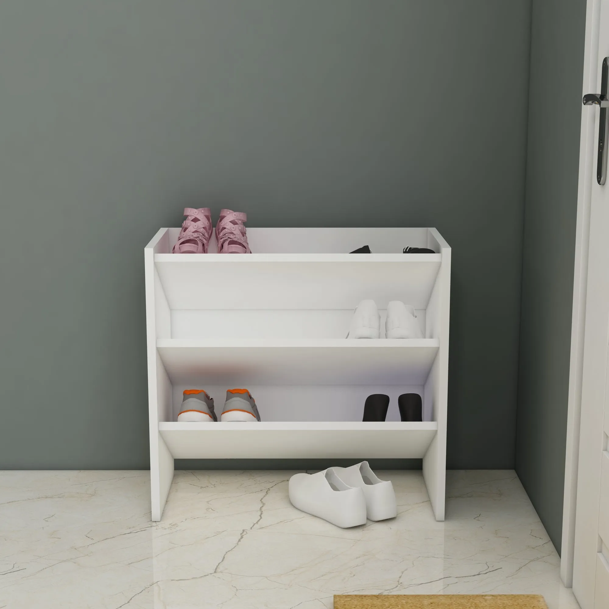 Shoe Storage Shelf Cabinet with 3 Tier Shelves Elarco