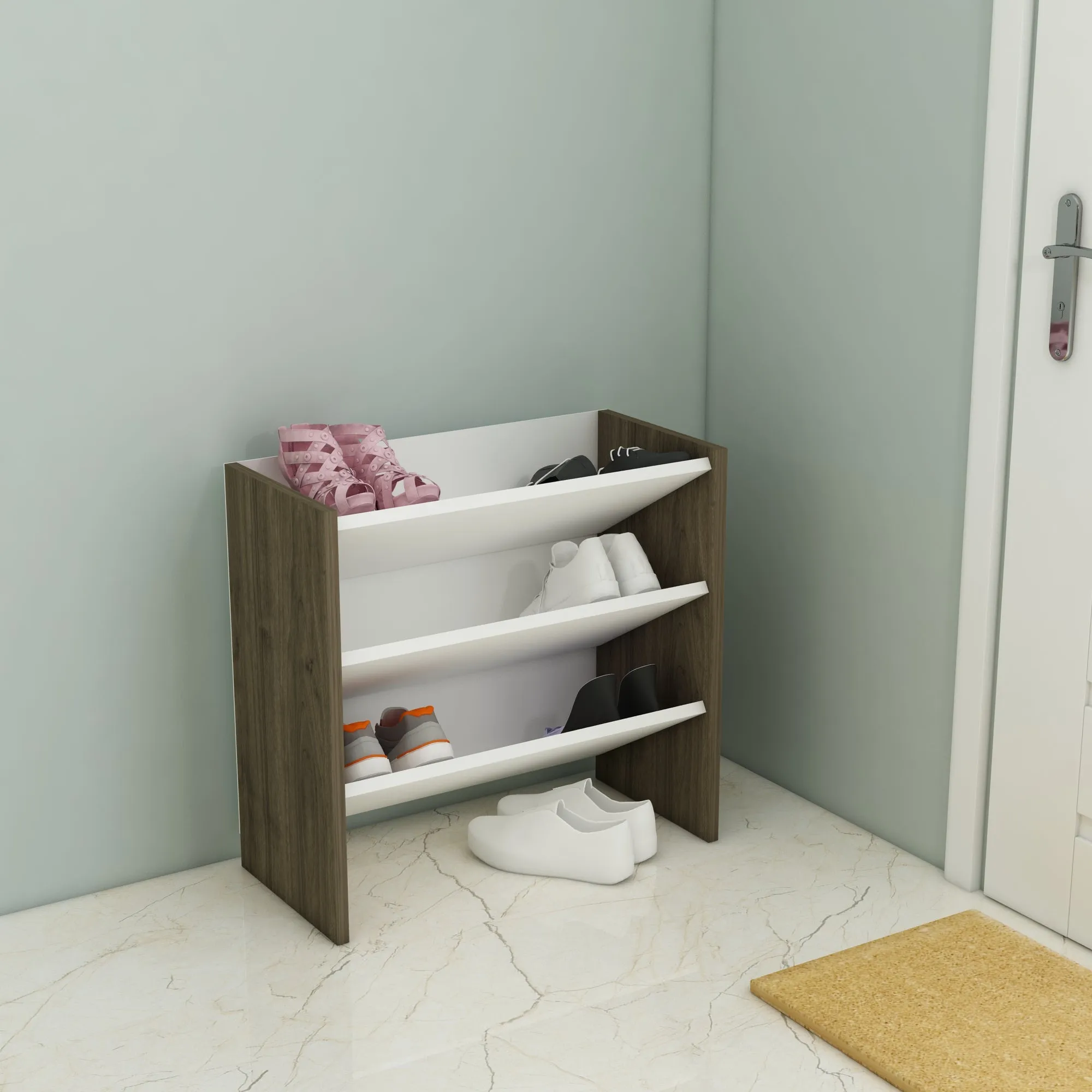 Shoe Storage Shelf Cabinet with 3 Tier Shelves Elarco