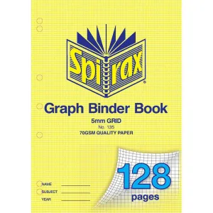 Spirax 135 Graph Binder Book 5Mm 128 Page A4