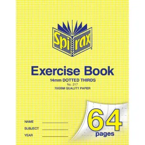 Spirax 217 Exercise Book Dotted Thirds 14Mm 70Gsm 64 Page 225 X 175Mm