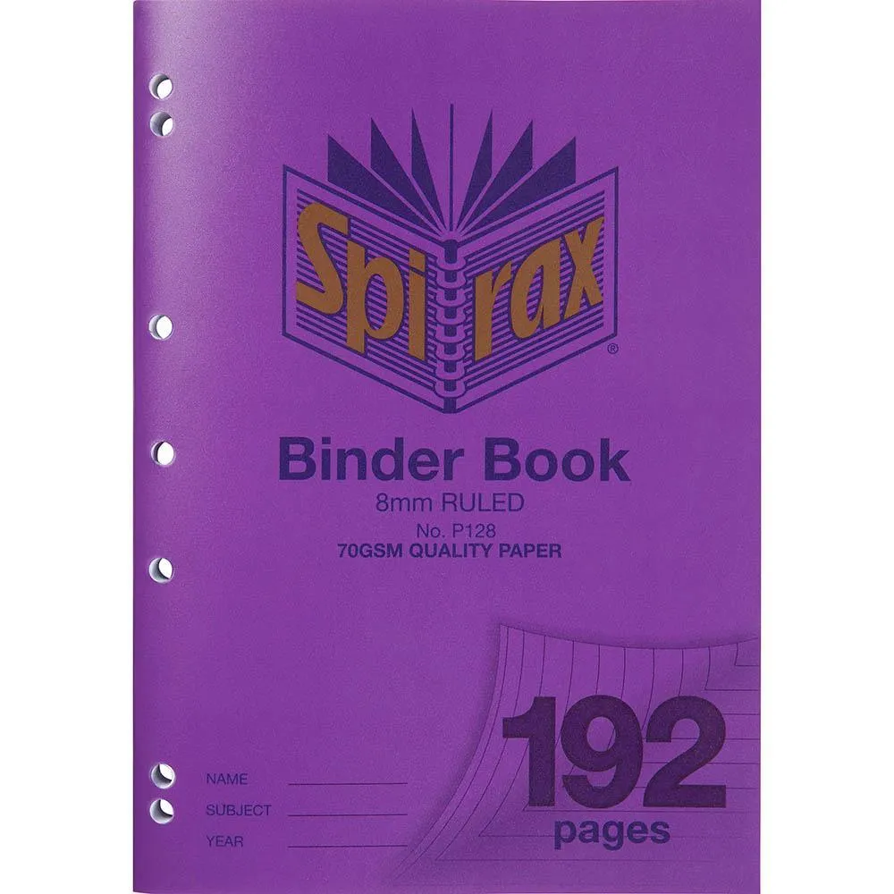 Spirax P128 Binder Notebook 8mm Ruled Lines 192 Page A4