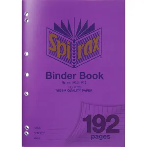 Spirax P128 Binder Notebook 8mm Ruled Lines 192 Page A4
