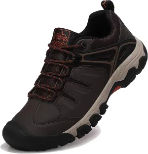 TARELO Men'S Hiking Shoes Non-Slip Lightweight Outdoors Walking Shoes Dark Brown